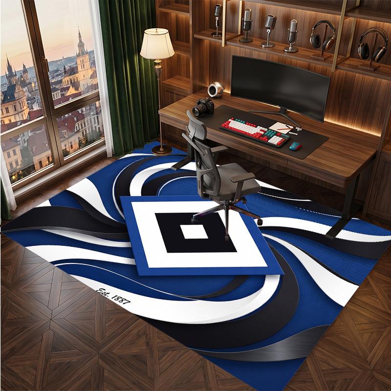Hamburger SV Football Print Crystal Velvet Rug, Comfortable Water Absorbent Non Slip Indoor Floor Carpet