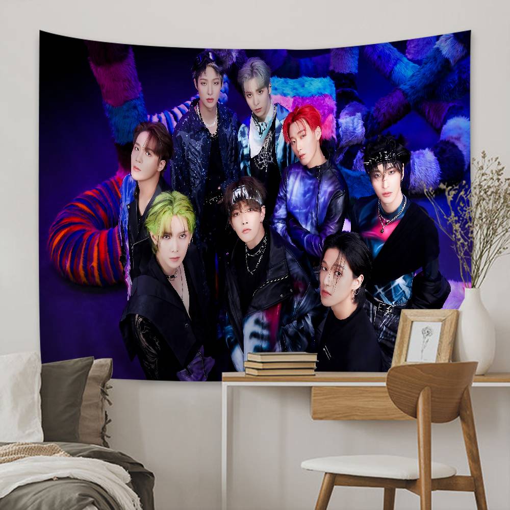 1pc Classic KPOP Hot Aateez Singer Hippie Wall Hanging Tapestries Art Science Fiction Room Home Decor Kawaii Room Decor