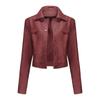 Spring and Autumn Women's New Thin Leather Jacket with Multiple Pockets Cardigan Casual Jacket Fashion Coat