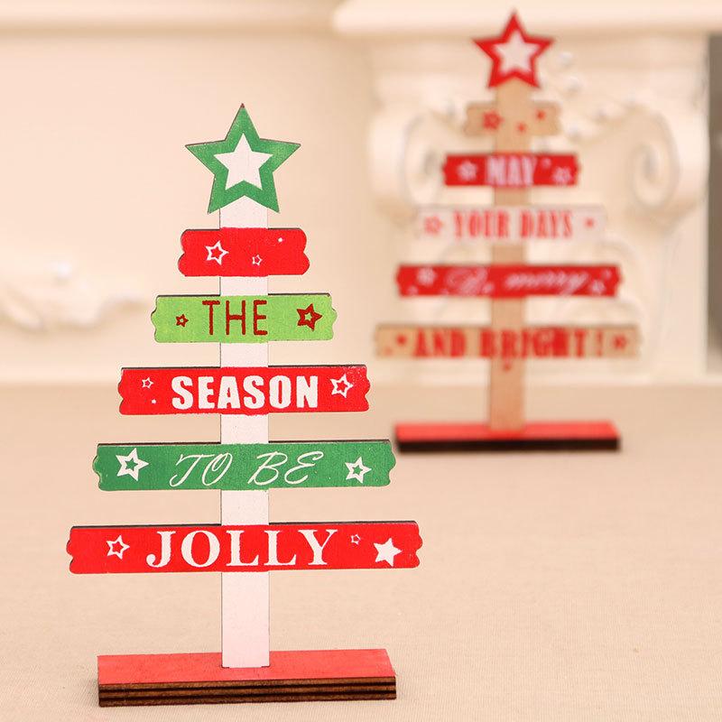 Соберите рождественские украшения Деревянные мини английские буквы Рождественская елка Настольные офисные безделушки