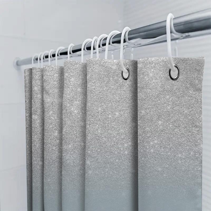 Modern Bathroom Decor Shower Curtain Set Sparkly Blue Ombre Design For Bathrooms Durable Polyester Fabric Easy Installation With