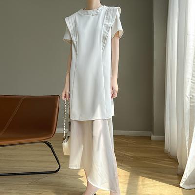 Женская летняя новая модная футболка, юбка, сетчатая юбка, темпераментная, универсальная, длинная юбка