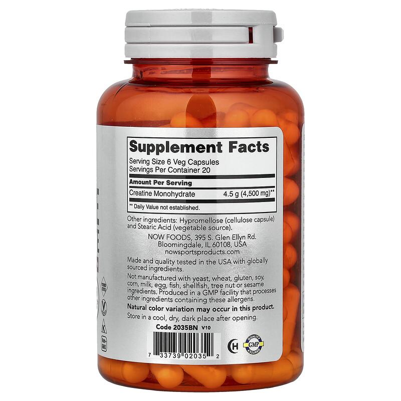 Sports, Creatine Monohydrate, 120 Veg Capsules (0.75 g per Capsule)