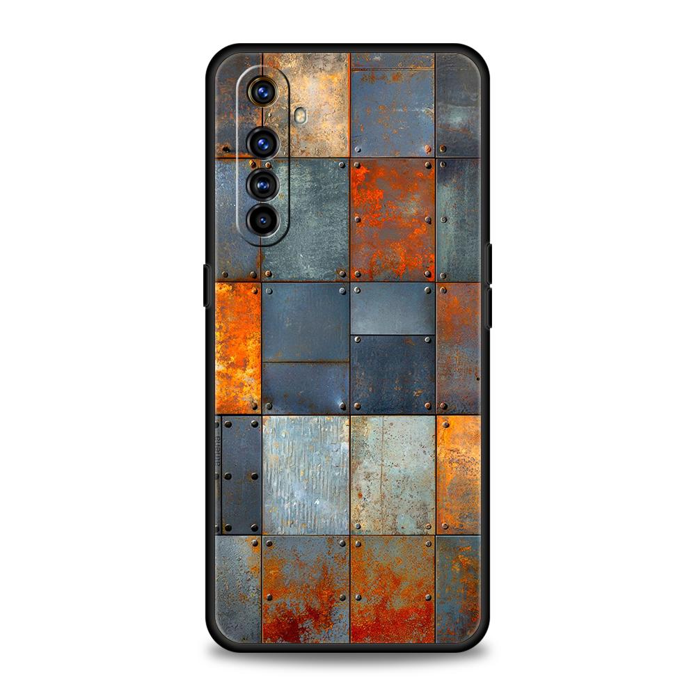 Мягкий ТПУ для Realme 11 10 9 Pro Plus GT2 GT3 GT5 C21 C25 C35 C53 C55 C67 Pro Чехол для телефона Винтажный Индустриальный Стиль Ржавый Узор