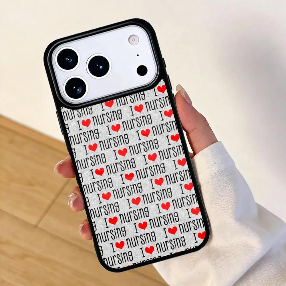 Funny I Love Nursing Mobile Phone Case for IPhone 17 AIR 16pro Max 15 14 13 12 11 Bumper Cover
