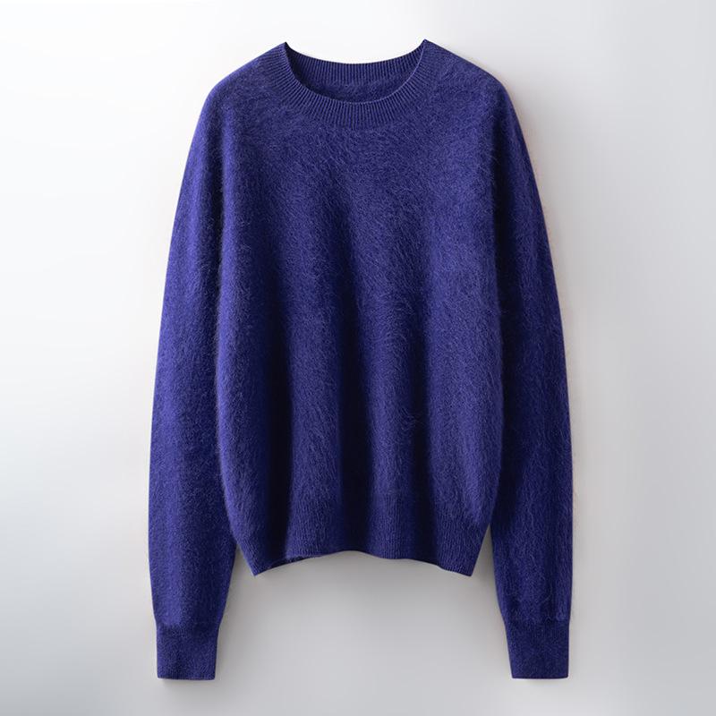 Cozy Autumn/Winter Women's Wool-Blend Brushed Round Neck Long Sleeve Sweater