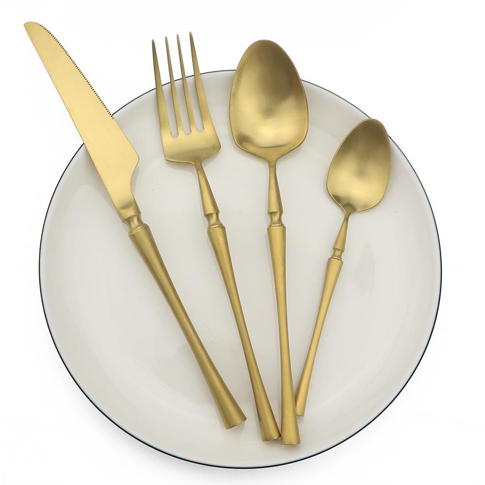 New Stainless Steel Purple Cutlery Set Matte Polishing Black Dinnerware Set Tableware Dinner Knife Fork Soup Kitchen Accessories