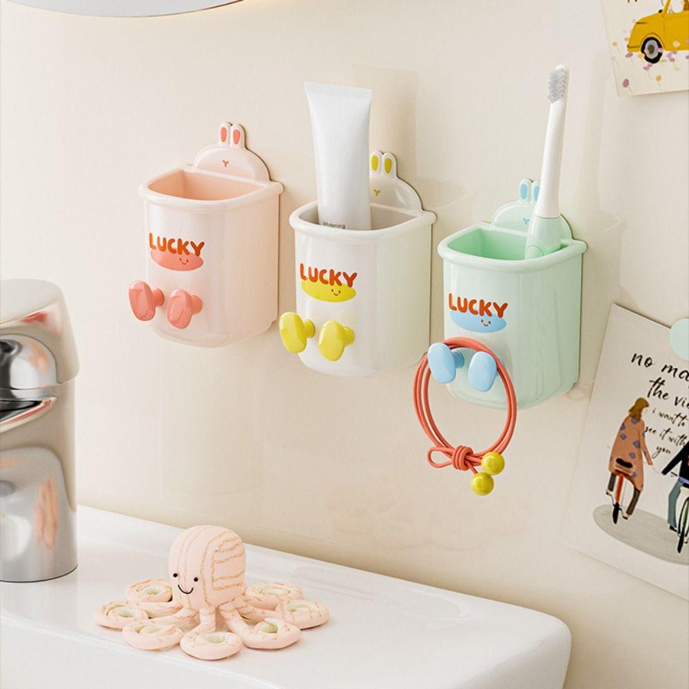 Настенная полка для хранения зубной пасты, мультяшная подставка для электрических зубных щеток, органайзер для ванной комнаты