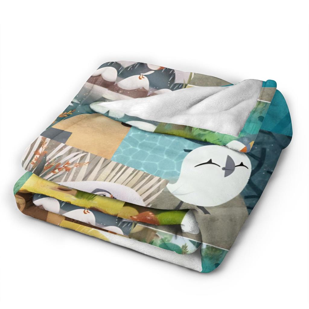 Puffin Rock Oona Baba Fashion Blanket Coral Fleece Plush All Season Cartoon TV Watercolor Portable Ultra-Soft Throw Fashion Blanket for Couc