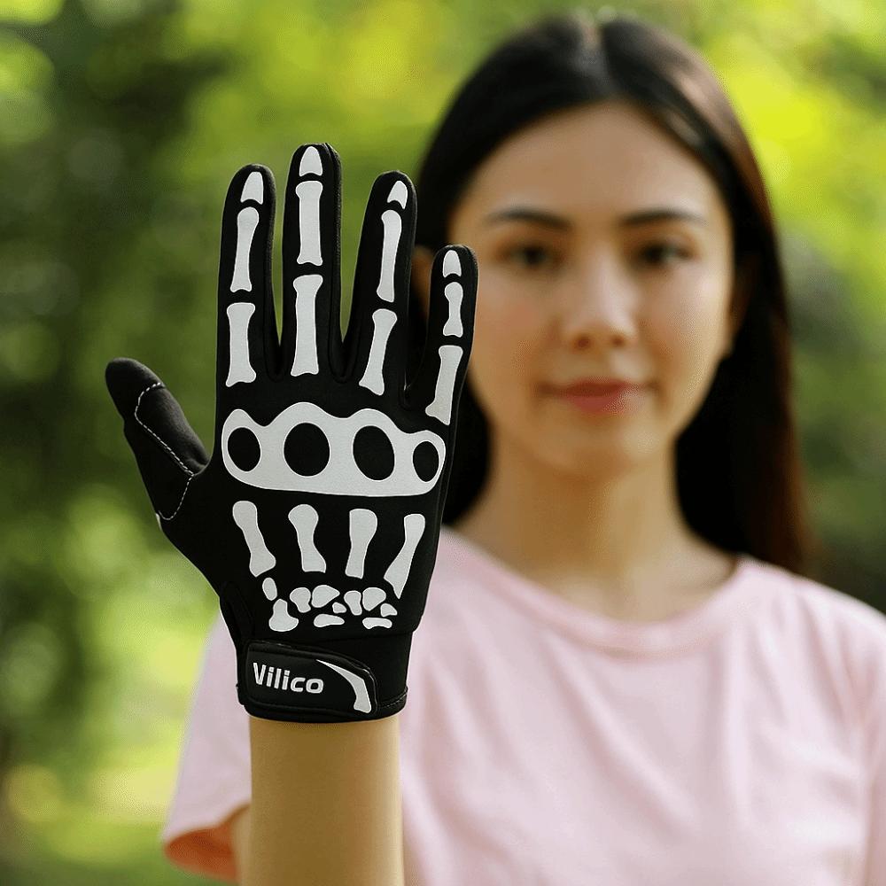 1 Pair Skeleton Design Cycling Gloves Breathable Full Finger Gloves Touchscreen Gloves Halloween