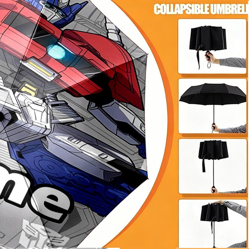 Custom Name Personalized Transformers Print Umbrella, Auto Open Close, 8‑Rib Sturdy Frame, Commute Camping Hiking Use, Birthday Gift