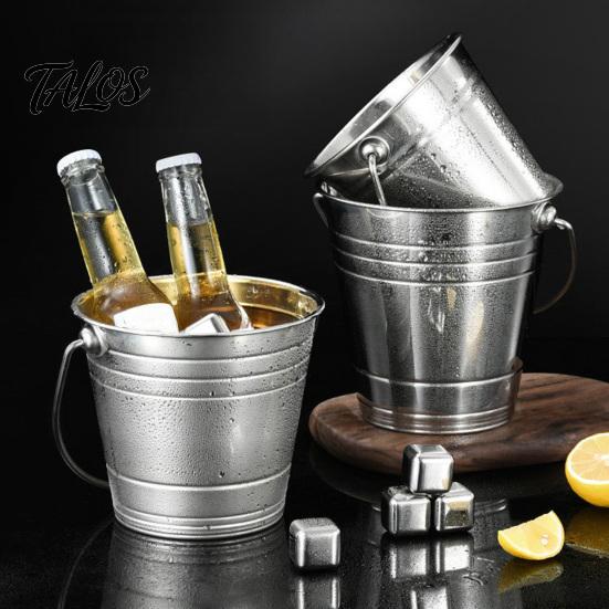 Stainless Steel Ice Bucket, with Handle Portable Beverage Tub, Mirror Polished Durable Ice Tub, for Bars Parties KTV Beverage Cooler