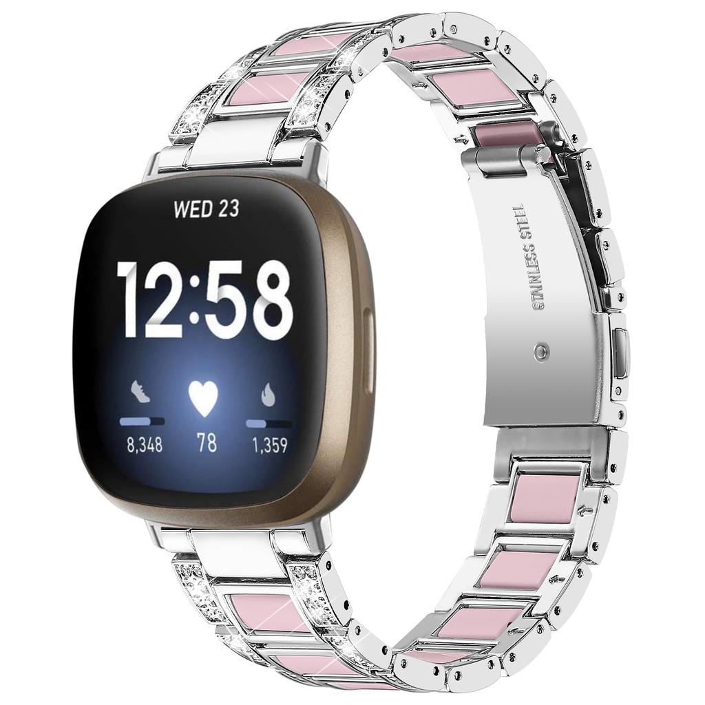 Ремешок с бриллиантами для Fitbit Versa 4 3 Sense 2, аксессуары для умных часов, металлический браслет из смолы из нержавеющей стали, ремешок Fitbit Versa 3