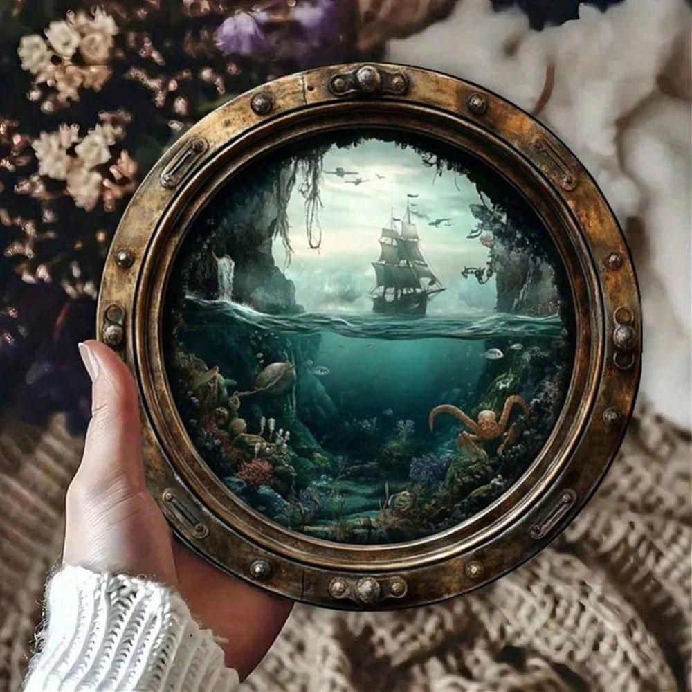 Морской иллюминатор Настенный Декор, Круглый Морской Металлический Знак, Нержавеющий Водонепроницаемый для Крыльца Гаража
