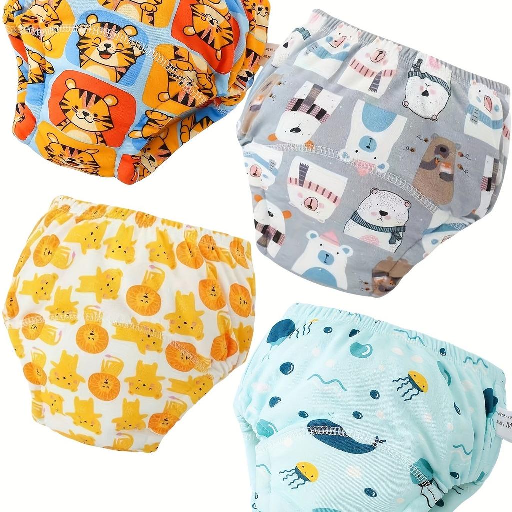 4-Pack Boys and Girls Training Pants, Comfortable Breathing Potty Train Shorts with Animal Patterns, Baby Christmas Gift