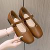 Повседневные женские туфли на плоской подошве с коротким носком, осенние туфли на плоской подошве, женские туфли с квадратным носком 2024 года, лидер продаж, осенние и летние повседневные ремни с пряжкой