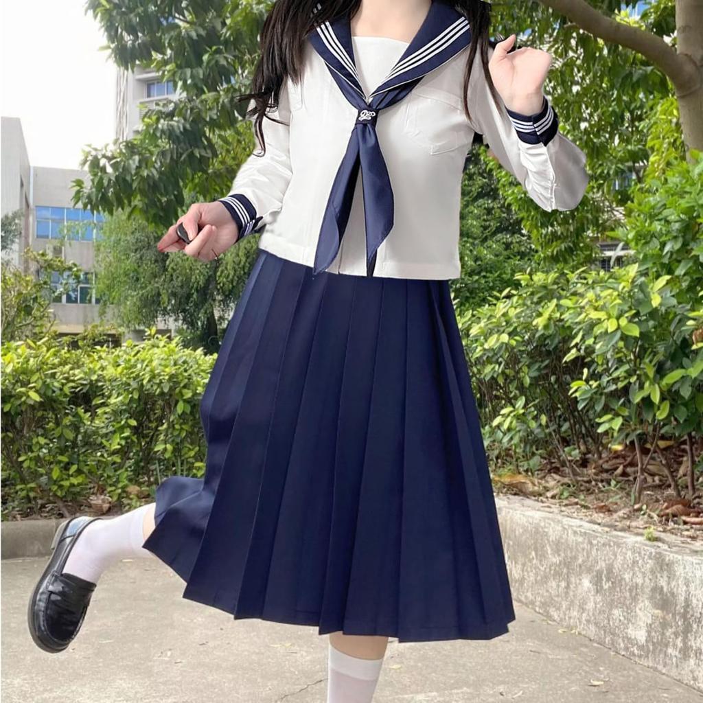 Sailor Suit Cosplay Dance Performance New School Costume Top and Bottom Set JK Uniform [FARFADET] 3-Piece (S)