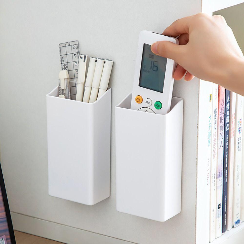 Adhesive Wall Organizer Wall Mounted Stationery Storage Box Multifunction Remote Control Holder