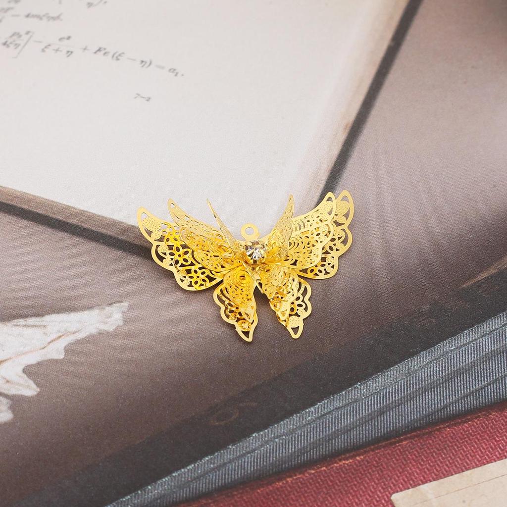 1Pcs 25*35mm Multilayer Butterfly Copper Pendant For Jewelry Making DIY Charm Decoration