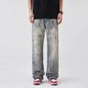 American Street Washed Vintage Jeans Men'S Spring And Autumn Straight Leg Loose Fitting European And American High Street Vibe Style Long Pants