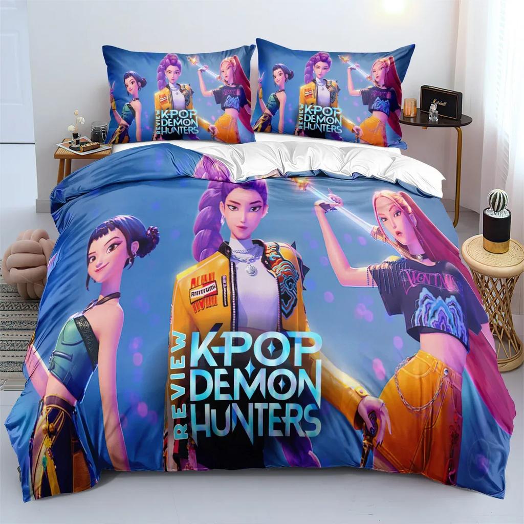 K-Pop D-Demon Постельный набор Тематика Охотников на демонов Красочный принт Полиэстер Студенческая простыня Пододеяльник Подарок для ребенка Домашний текстиль