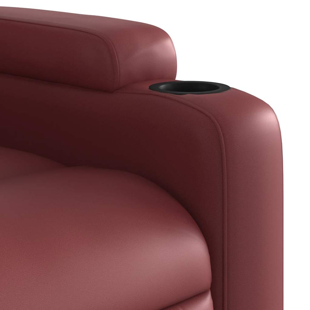 Electric Recliner Chair Burgundy Faux Leather