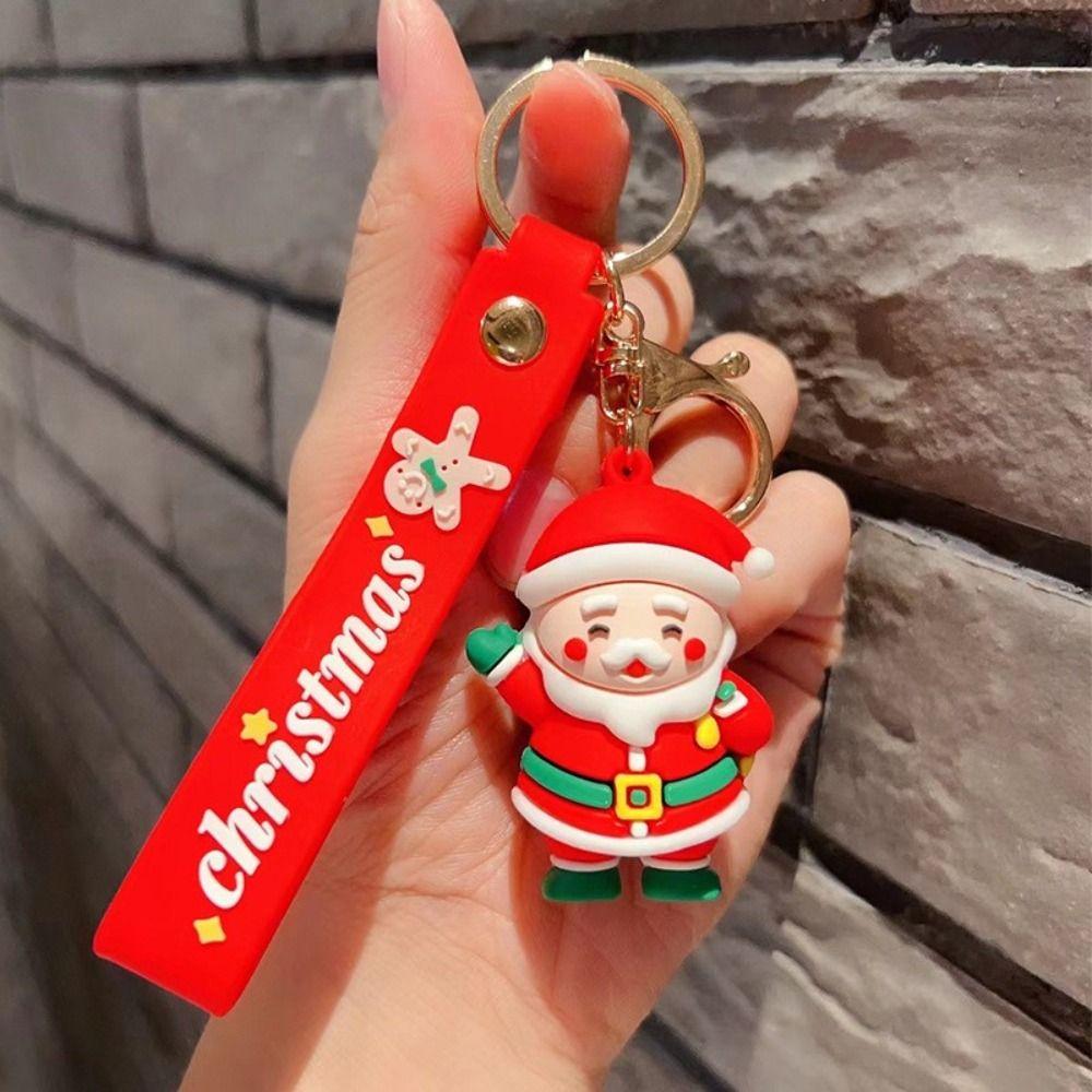 Ornaments Santa Claus Christmas Series Keychain 3D Doll Keychain Car Keys Ring New Year Keychain
