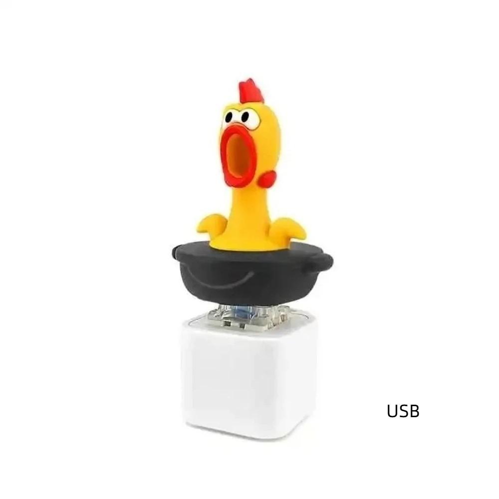 Novelty Finger Button Clicker Funny Screaming Chicken Bag Pendant Keychain For Stress Relief