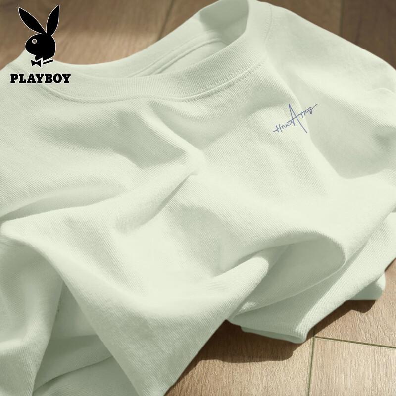 PLAYBOY Мужская американская ретро футболка с коротким рукавом из чистого хлопка