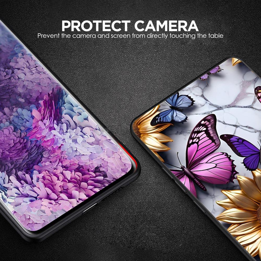 Модный Чехол для Телефона с Узором Бабочка и Цветок для Samsung Galaxy A55 A35 A15 A14 A13 A25 A54 A51 A71 A72 A73 A32 A41 Мягкий ТПУ
