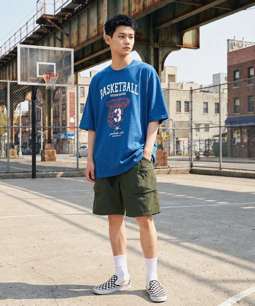 MODERMENT Real Overfit Buzzer Beater Short Sleeve T-Shirt [Blue]