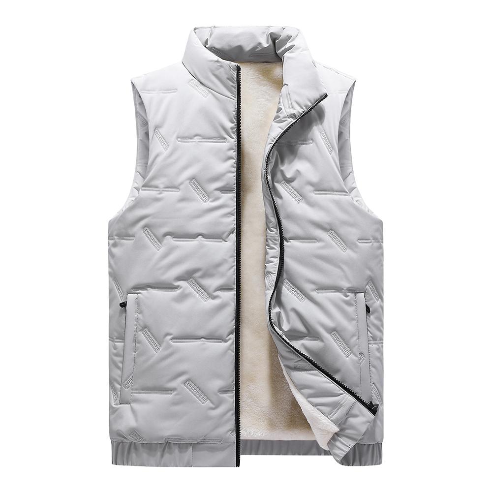 Мужской зимний теплый жилет на флисовой подкладке с воротником-стойкой и карманами на молнии, куртка без рукавов, термостойкий тонкий жилет, толстое пальто