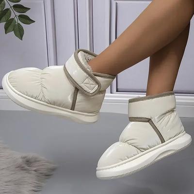 Модные Зимние Теплые Утолщенные Плюшевые Водонепроницаемые Снежные Ботинки Женские Нескользящая Толстая Подошва Хлопковая Подкладка Ботильоны Уличная Женская Обувь 2024