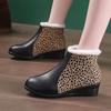 Fashion Pu Leather Ankle Women Fashion Boots Winter New 2025 Trend Leopard Print Wedges Designer Short Plush Warm Cozy Women Shoes Mujer