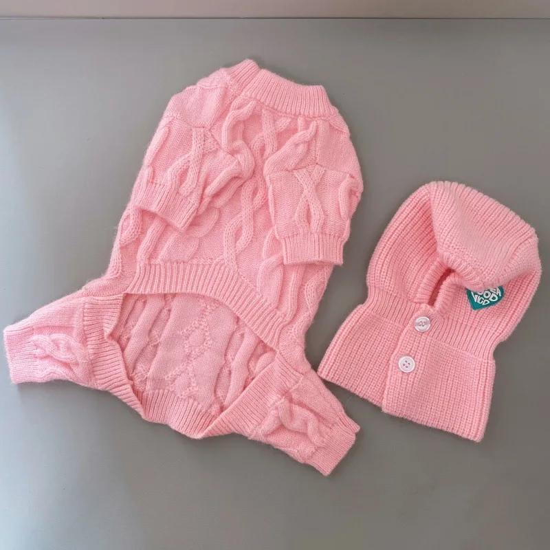 Зимняя одежда для собак Вязаная одежда для питомцев и шапка Для маленьких средних собак Чихуахуа Щенок Свитер для питомца Йоркширский Чистокровный Свитер для собаки