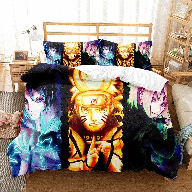 Naruto Series Three-piece Duvet Cover Digital Printing Brushed Two-piece Set Children's Cartoon Anime Quilt Cover