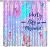 Mermaid Window Curtain, Girl Cartoon Mermaid Tail Fish Scale Treatment Curta For Nursery Dining Room Kitchen Bedroom Office
