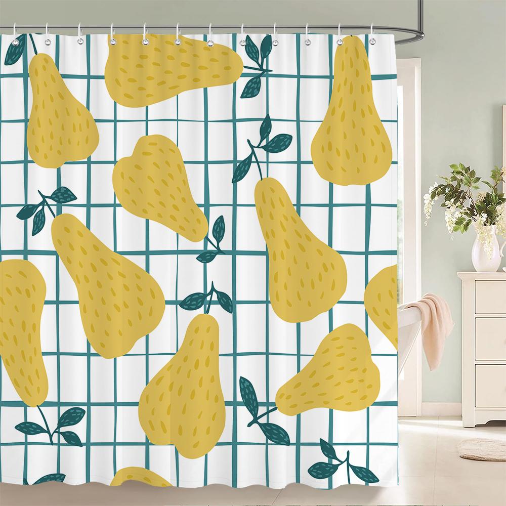 Современная занавеска для ванной с лимонами из свежих фруктов, водонепроницаемая тканевая занавеска для душа с 12 крючками, экран для ванны для ванной комнаты, домашний декор
