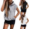 Женские летние футболки без рукавов с капюшоном, толстовки с капюшоном, свободные повседневные туники, толстовки