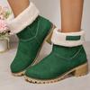 Осень и зима новая круглая голова ботинки Мартина женские рукава носить два флиса теплые зимние ботинки короткий толстый каблук высокий каблук короткие ботинки