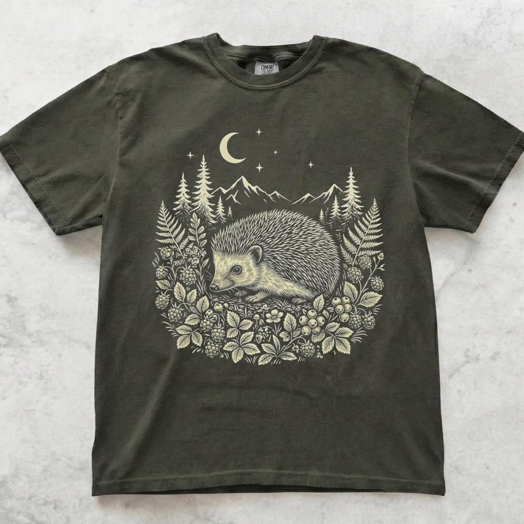 Hedgehog Nature Shirt, Woodland Animal Graphic Tee, Cute Hedgehog Illustration Shirt, Forest Wildlife T shirt, Nature Lover Gift
