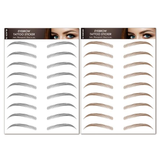 2 Sheets Waterproof Eyebrow Tattoo Stickers Hair-Like Natural Fake Eyebrows Makeup Accessories