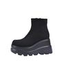 Comemore Suede Wedge Heel Ankle Boots Autumn Square Toe Chunky Platform Super High Heels Side Zip Boots Solid Black Short Botas