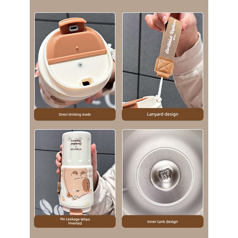 Office Coffee Cup Girls New Large Capacity Vacuum Cup Students Go to School Special-Purpose Card Pibala Portable Cup