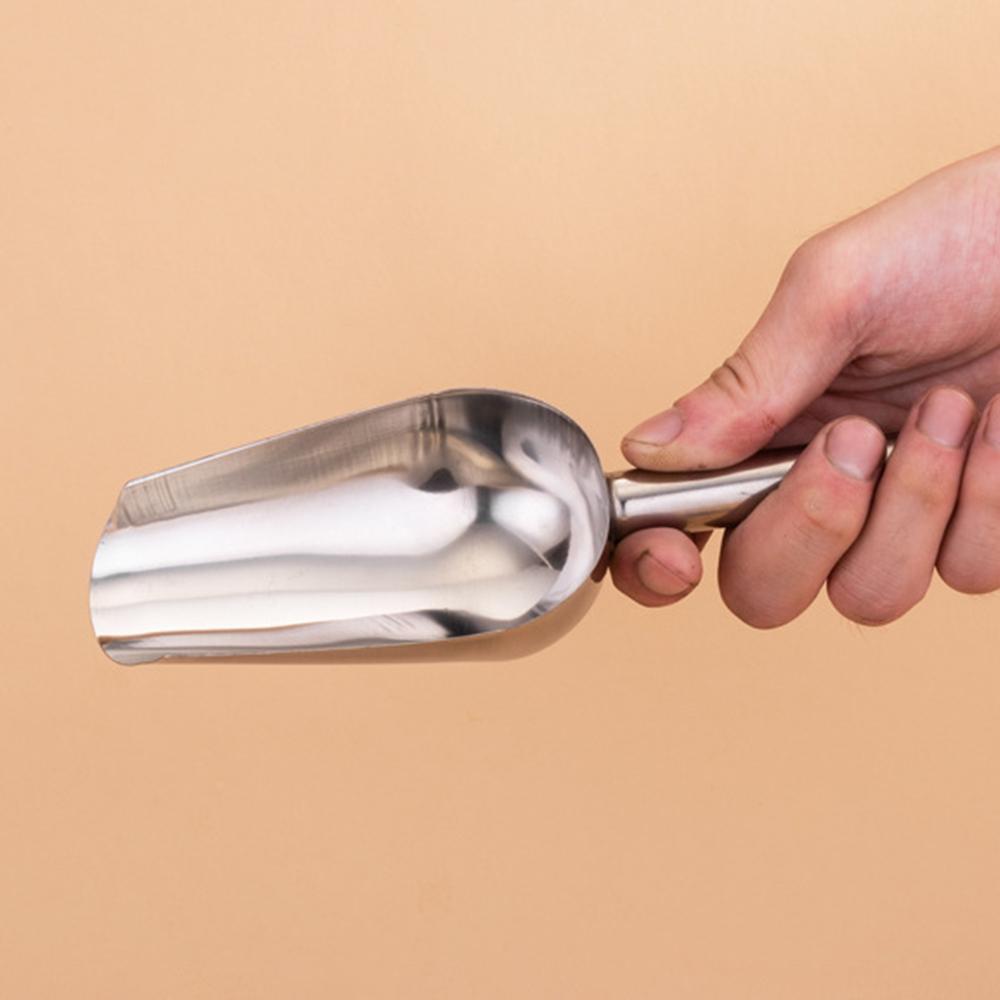 Льдогенератор, Кухонный совок для льда из нержавеющей стали серебристый с плоским дном, Универсальный совок для зерна и прочего