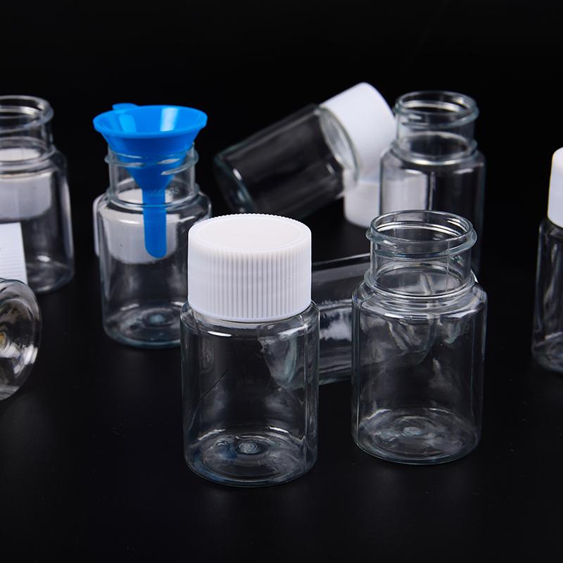 10PCS Plastic PET Clear Empty Seal Bottles Solid Powder Medicine Pill Vial Container Reagent Packing Bottle Refillable Bottles