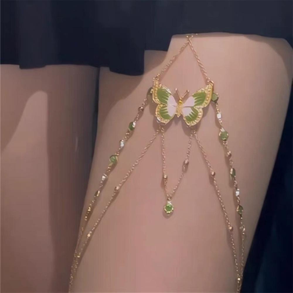 Adjustable Length Butterfly Tassels Thigh Chain Alloy Body Jewelry New Beach Jewelry  Women Girls