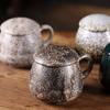 Coarse pottery mug with lid Large capacity 1000ml household water cup Ceramic office belly cup Coffee cup