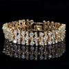 WWJ Gorgeous Golden Color Black Cubic Zirconia Wide Tennis Bracelets