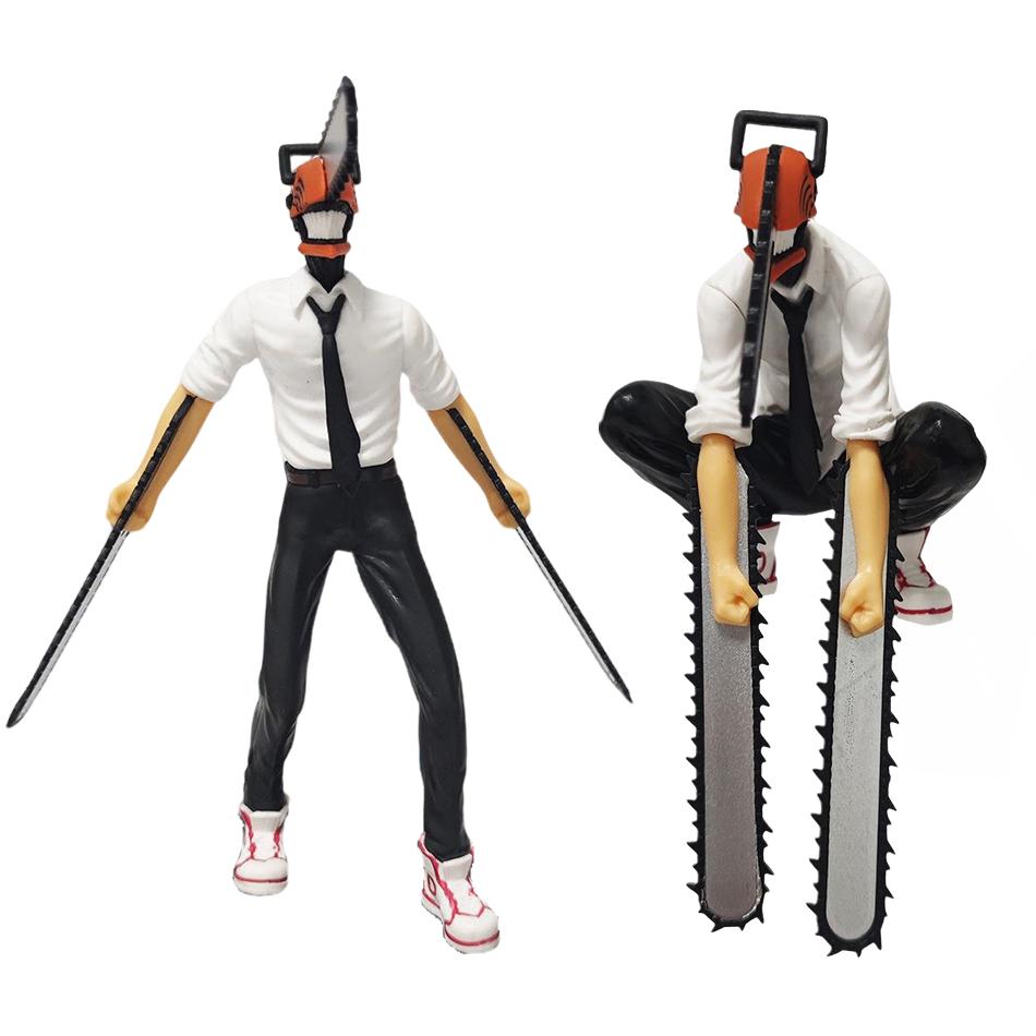 Hot Anime Chainsaw Man Figure 2Pcs Set Denji Action Figural 14-17Cm Car Decoration Doll Pvc Model Collection Toys Children Gifts
